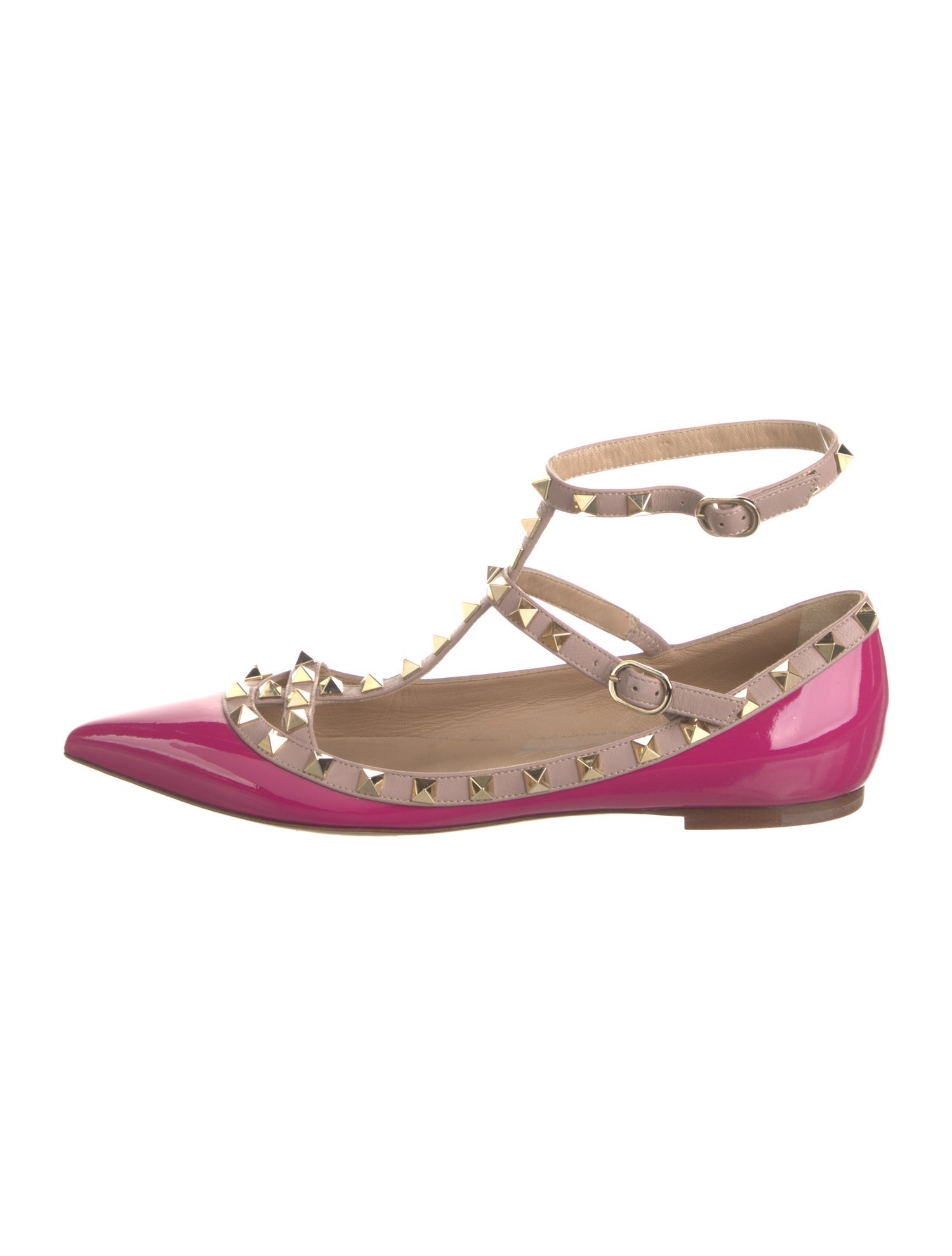 Valentino Rockstud Accents Patent Leather Ballet Flats