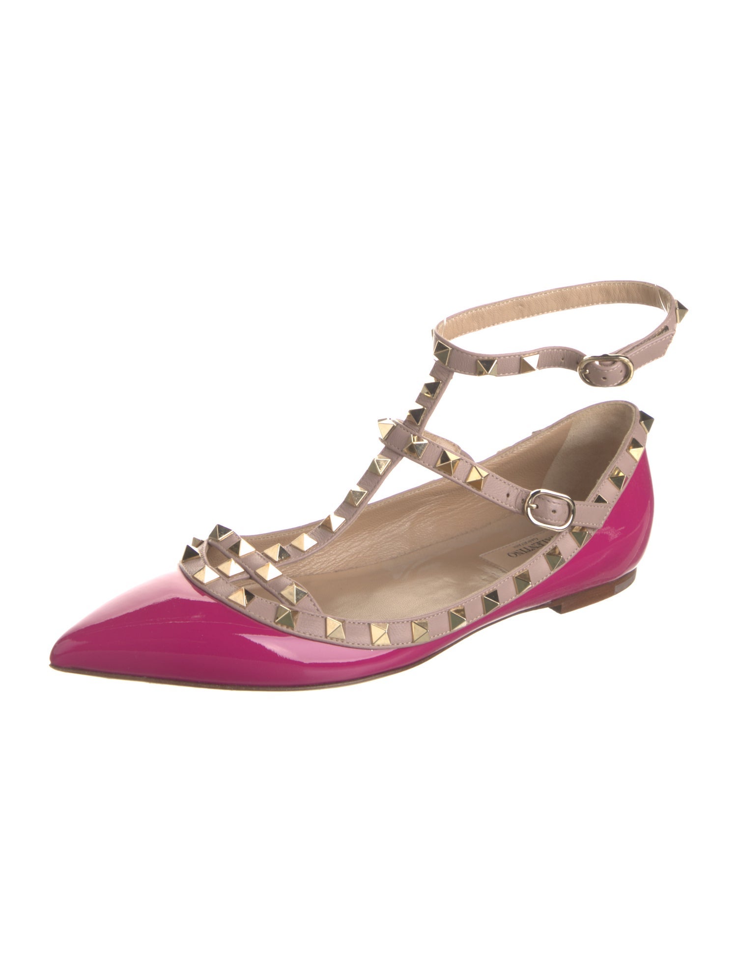 Valentino Rockstud Accents Patent Leather Ballet Flats