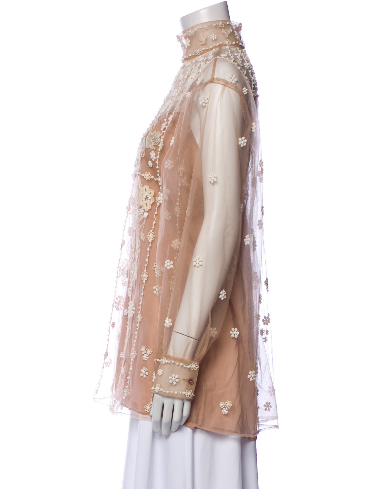 Valentino Floral Print Mock Neck Tunic