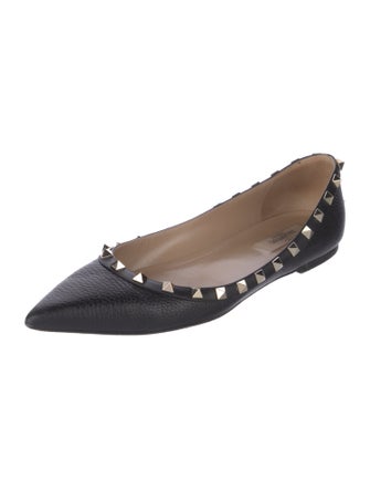Valentino Rockstud Accents Leather Flats