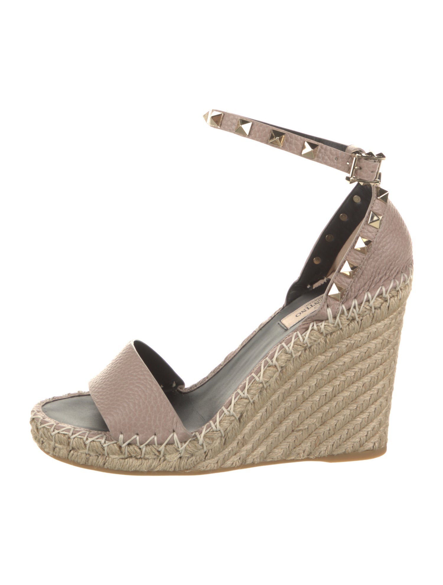 Valentino Leather Studded Accents Espadrilles