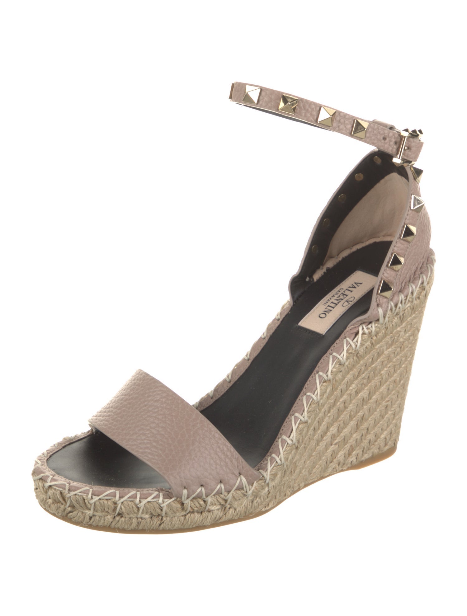 Valentino Leather Studded Accents Espadrilles