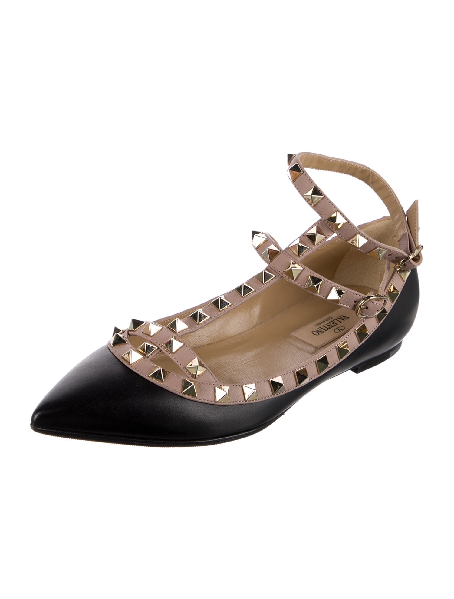 Valentino Rockstud Accents Leather Ballet Flats