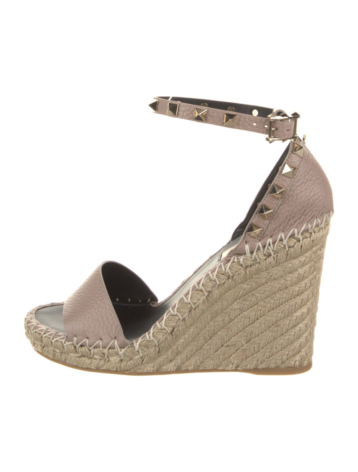 Valentino Leather Studded Accents Espadrilles