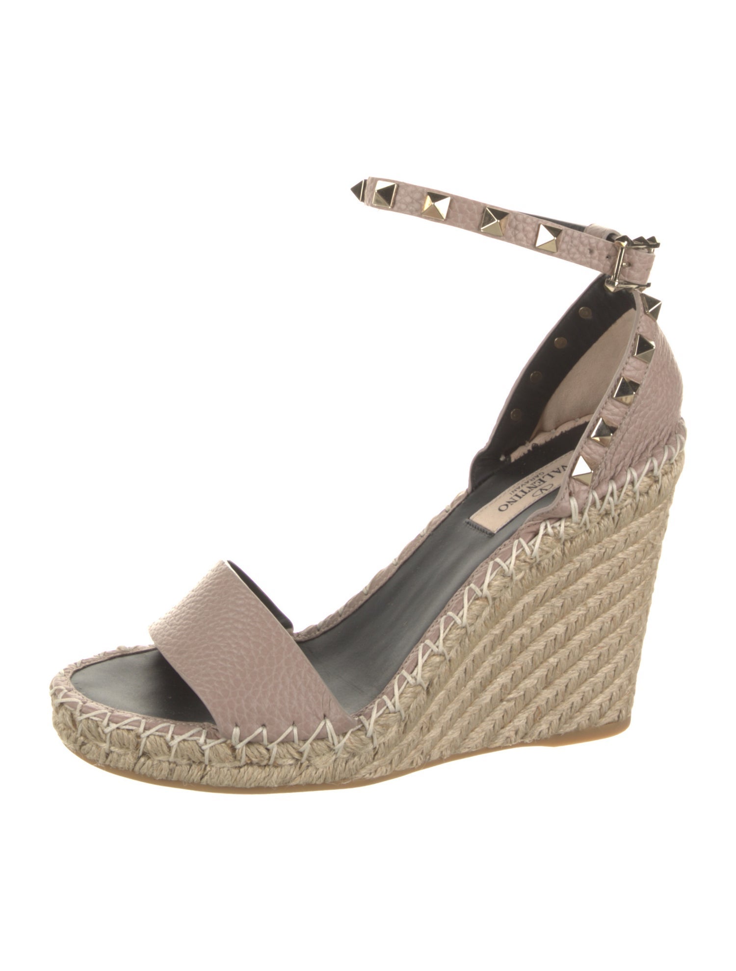 Valentino Leather Studded Accents Espadrilles