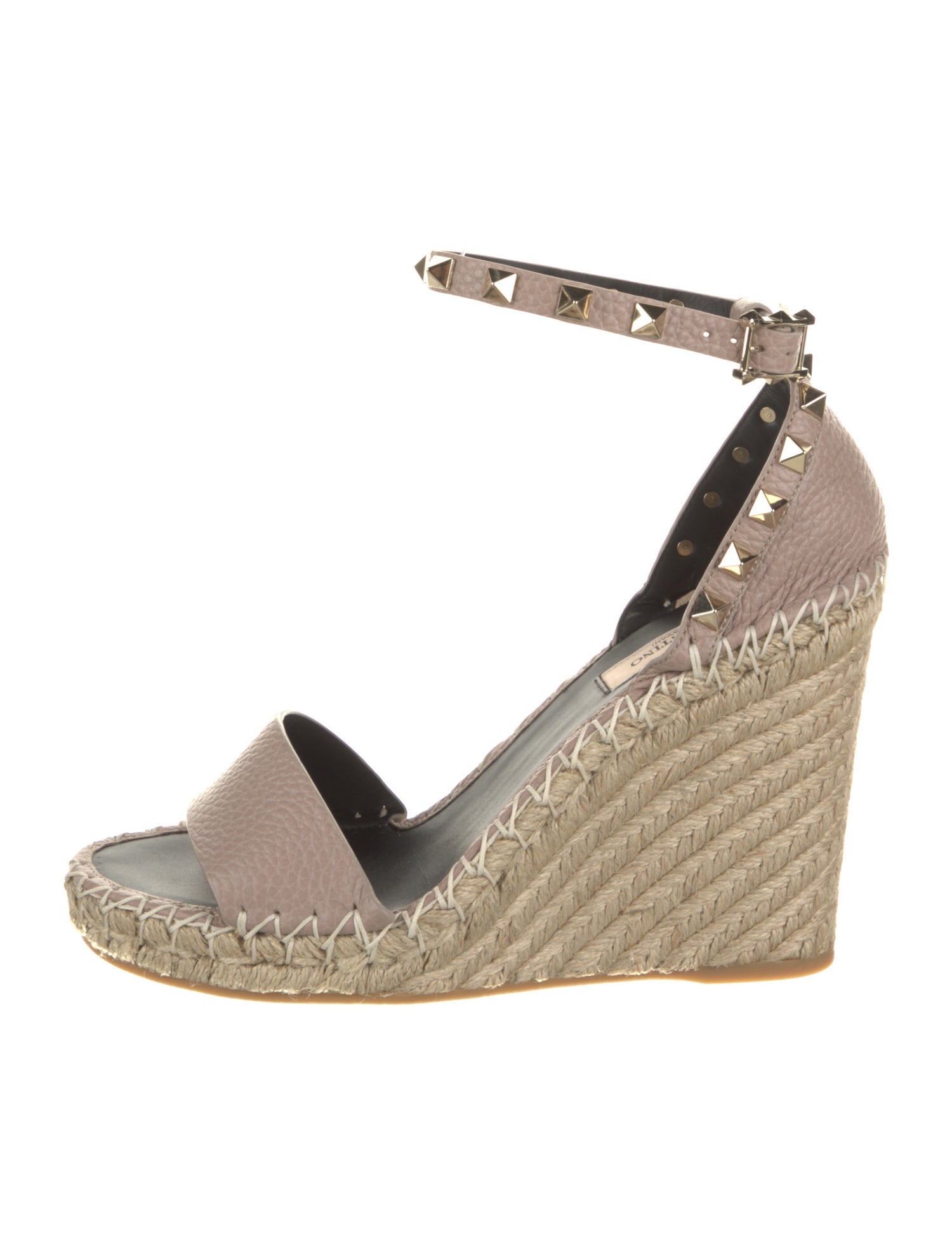 Valentino Leather Studded Accents Espadrilles