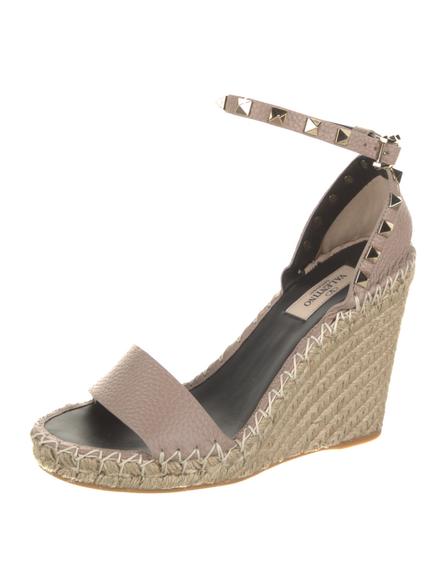 Valentino Leather Studded Accents Espadrilles