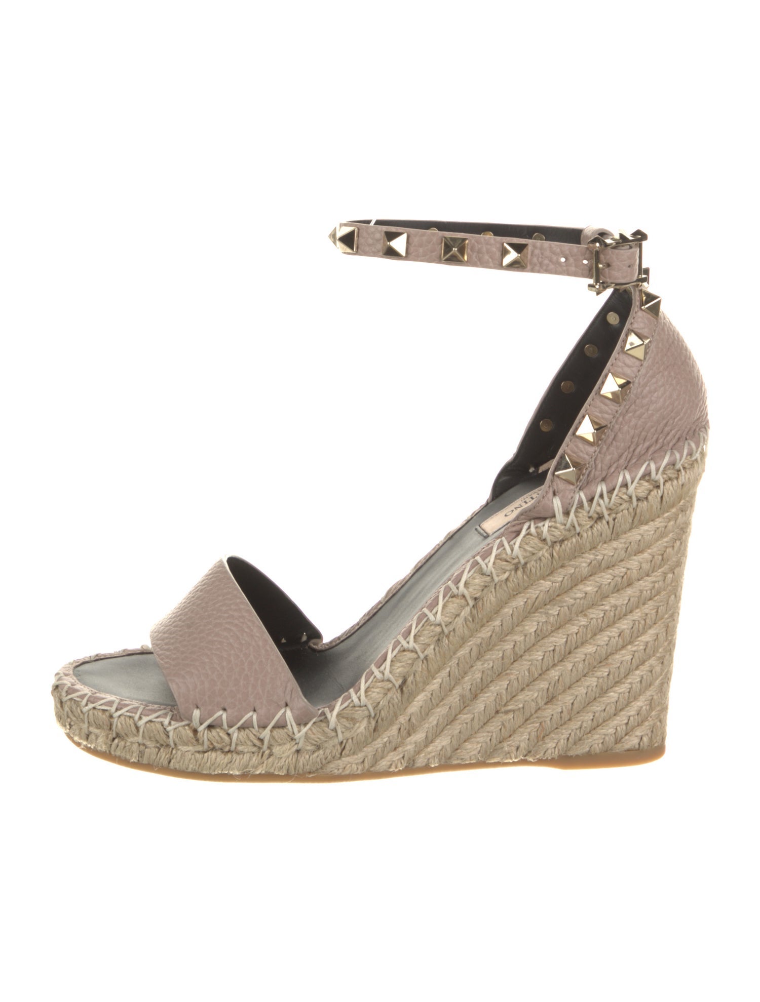 Valentino Leather Studded Accents Espadrilles