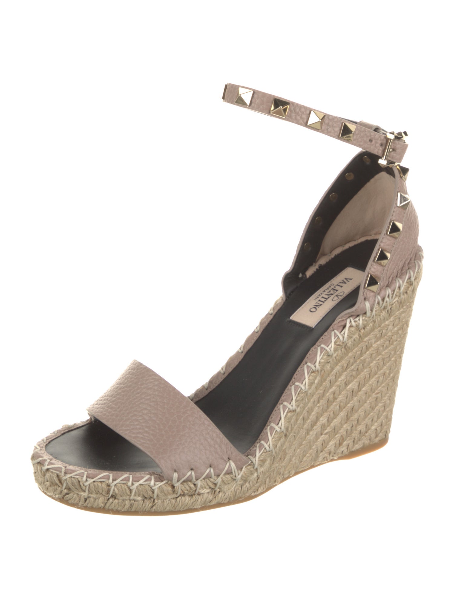 Valentino Leather Studded Accents Espadrilles