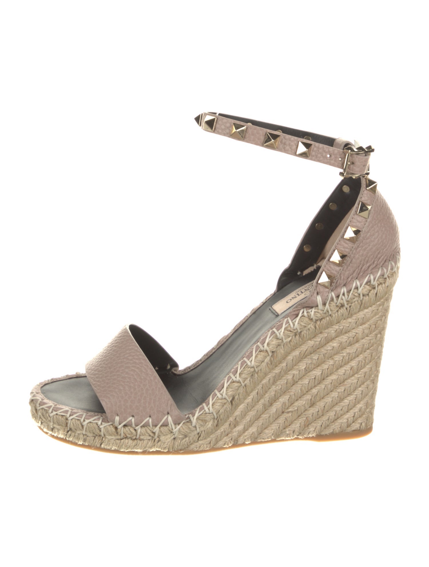 Valentino Leather Studded Accents Espadrilles