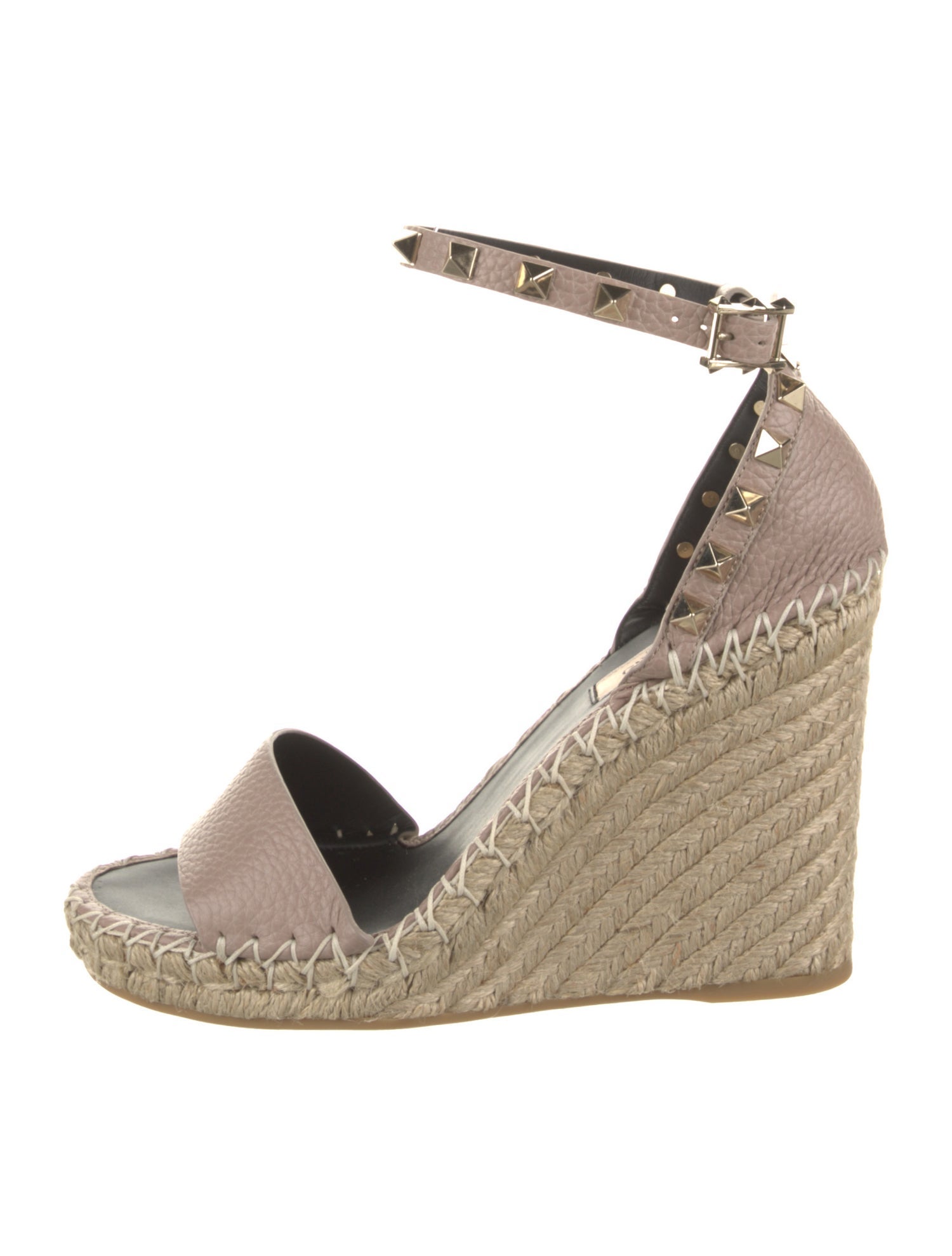 Valentino Leather Studded Accents Espadrilles