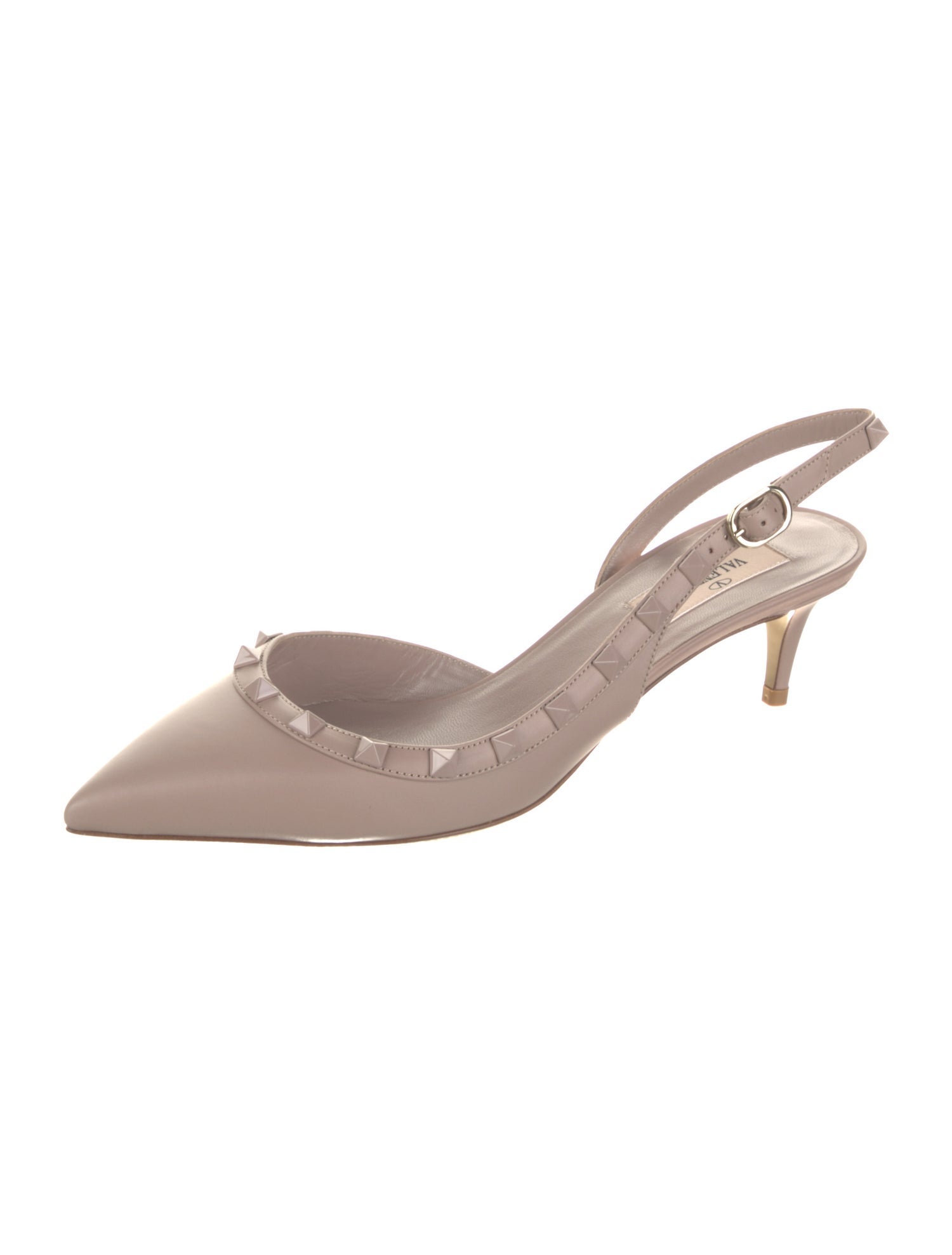 Valentino Leather Studded Accents Slingback Pumps