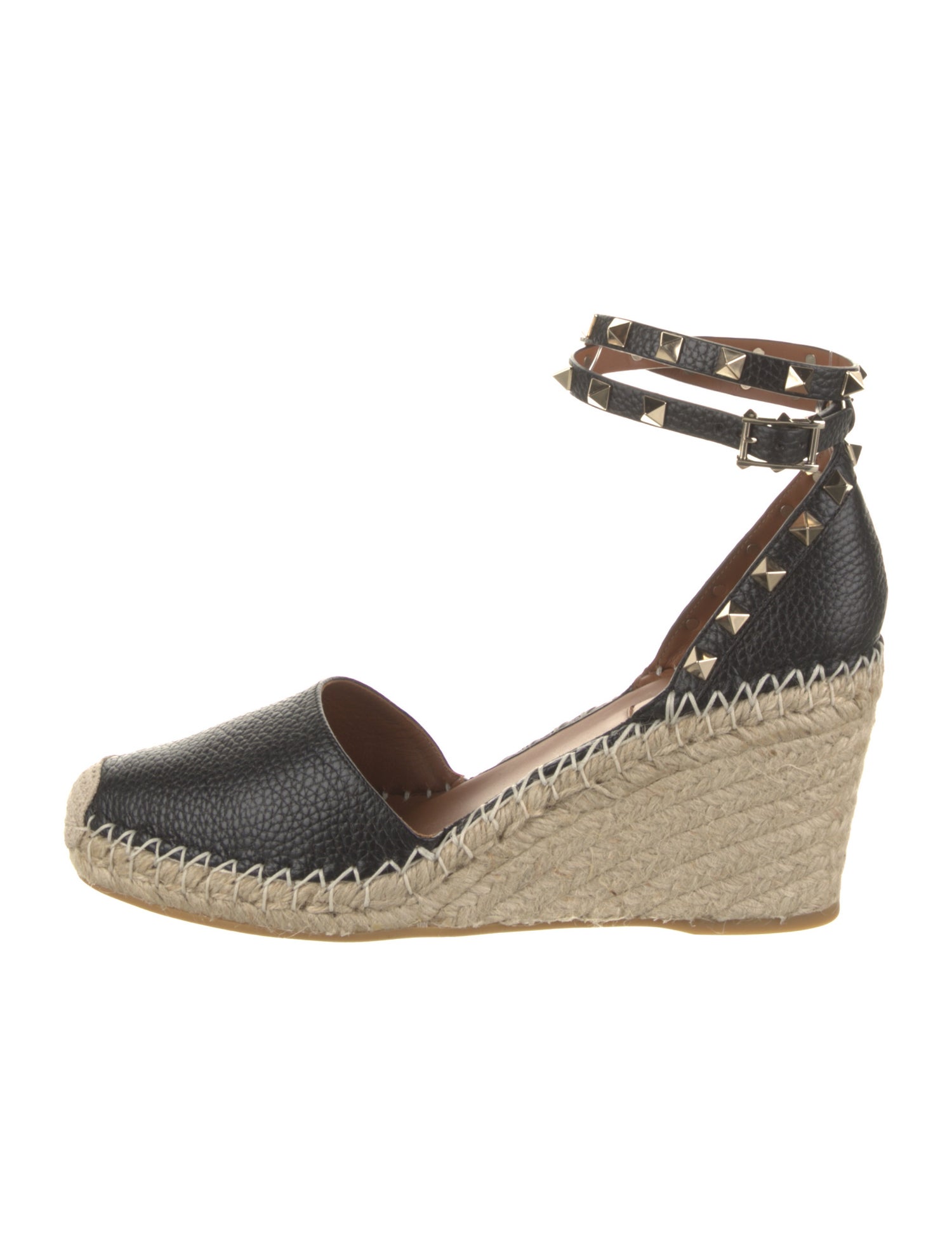 Valentino Leather Studded Accents Espadrilles