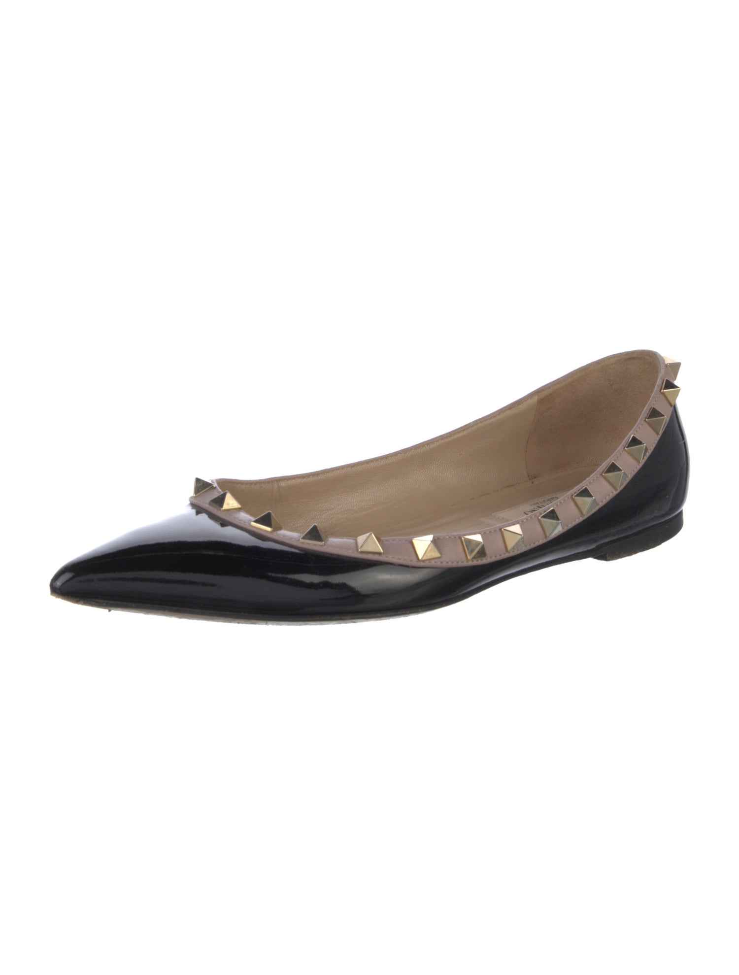Valentino Rockstud Accents Patent Leather Ballet Flats