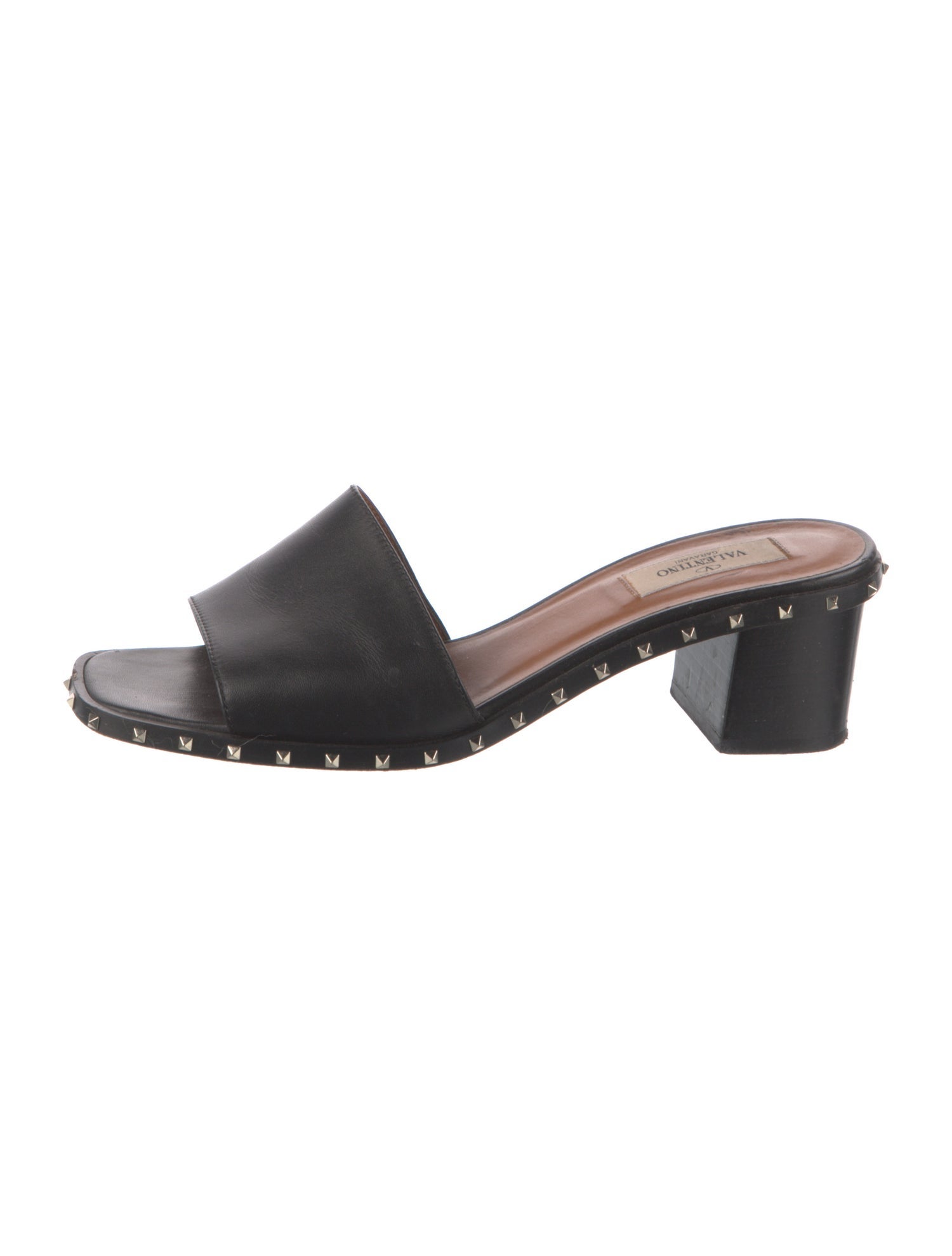 Valentino Rockstud Accents Leather Slides