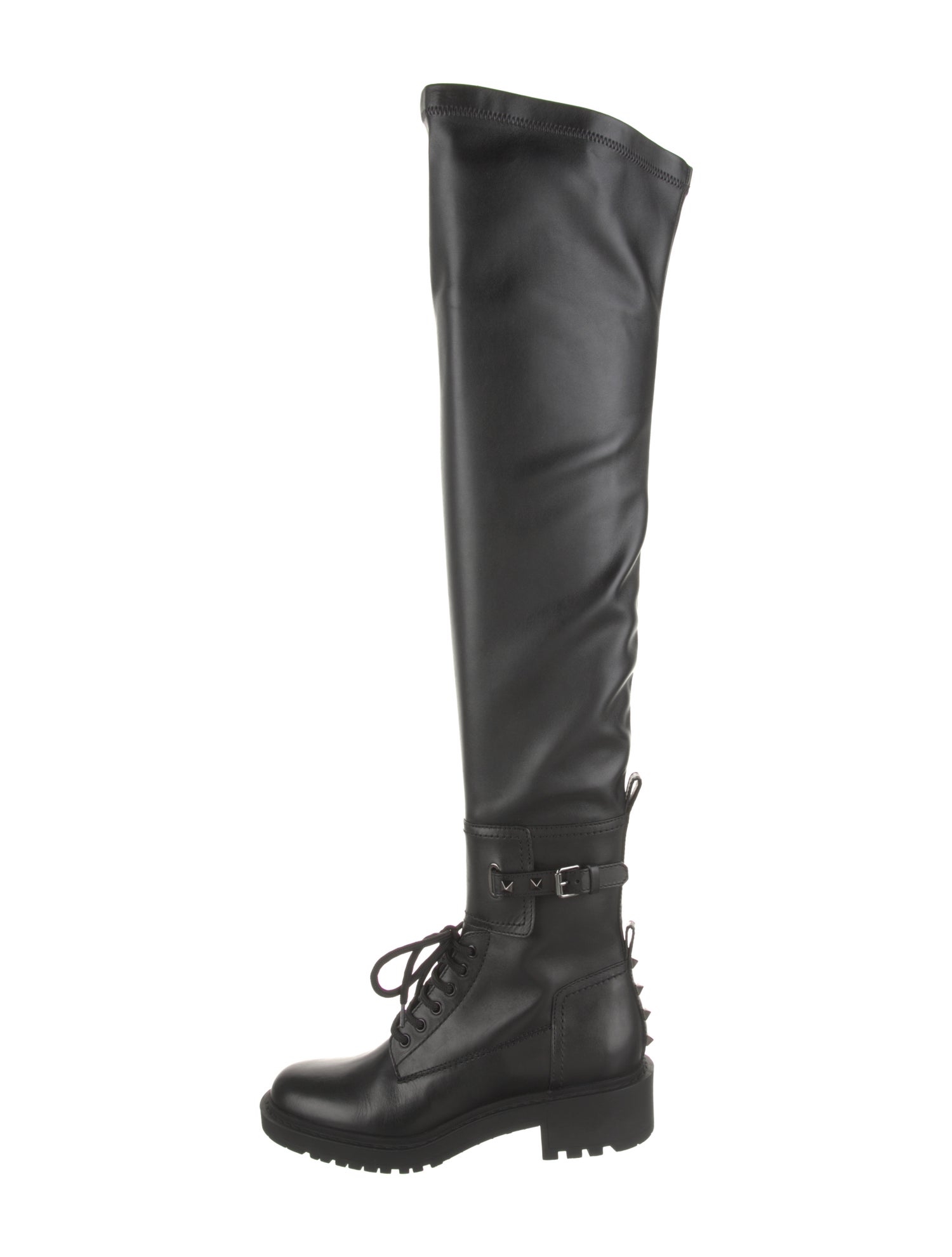 Valentino Leather Studded Accents Boots