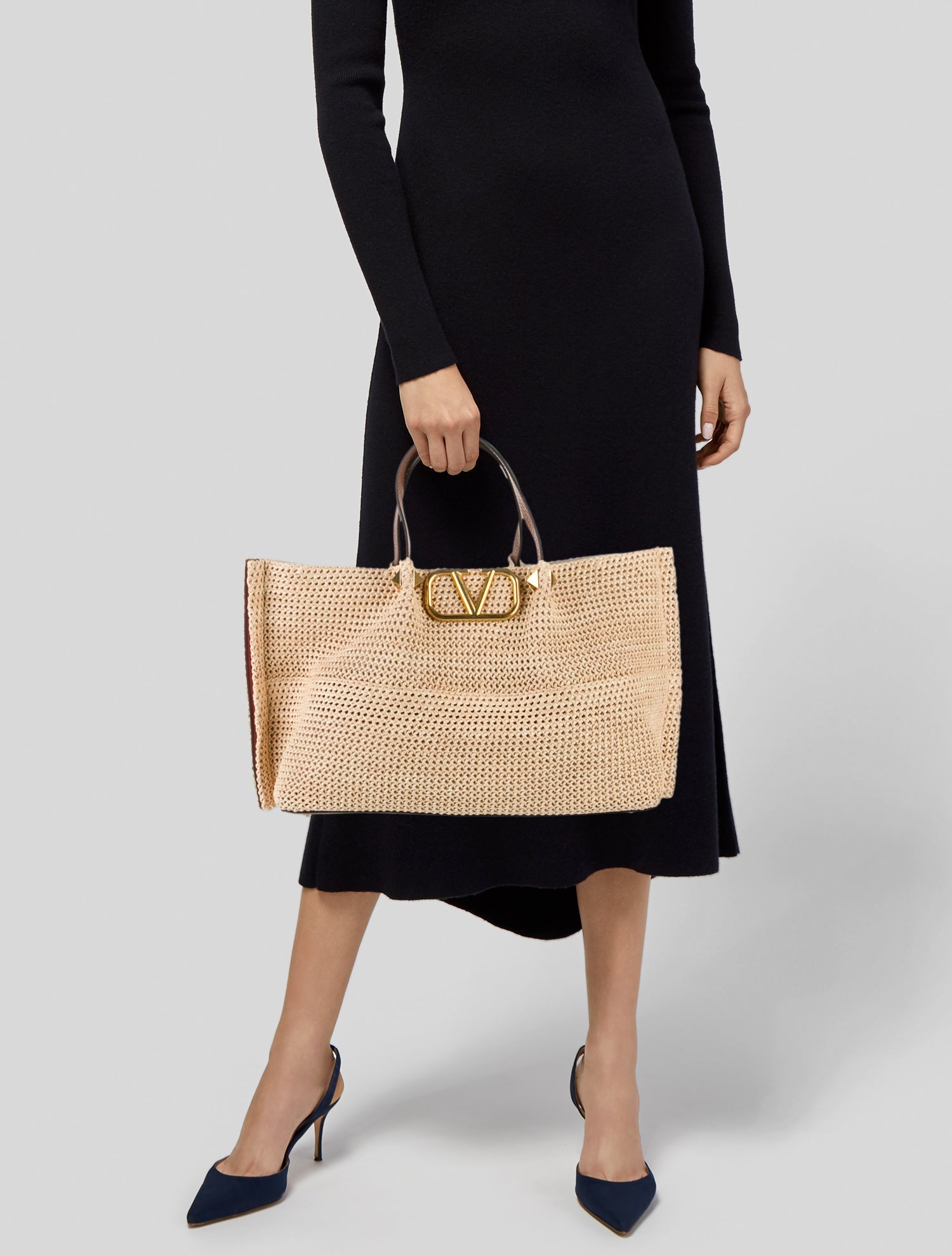 Valentino Raffia Top Handle Bag
