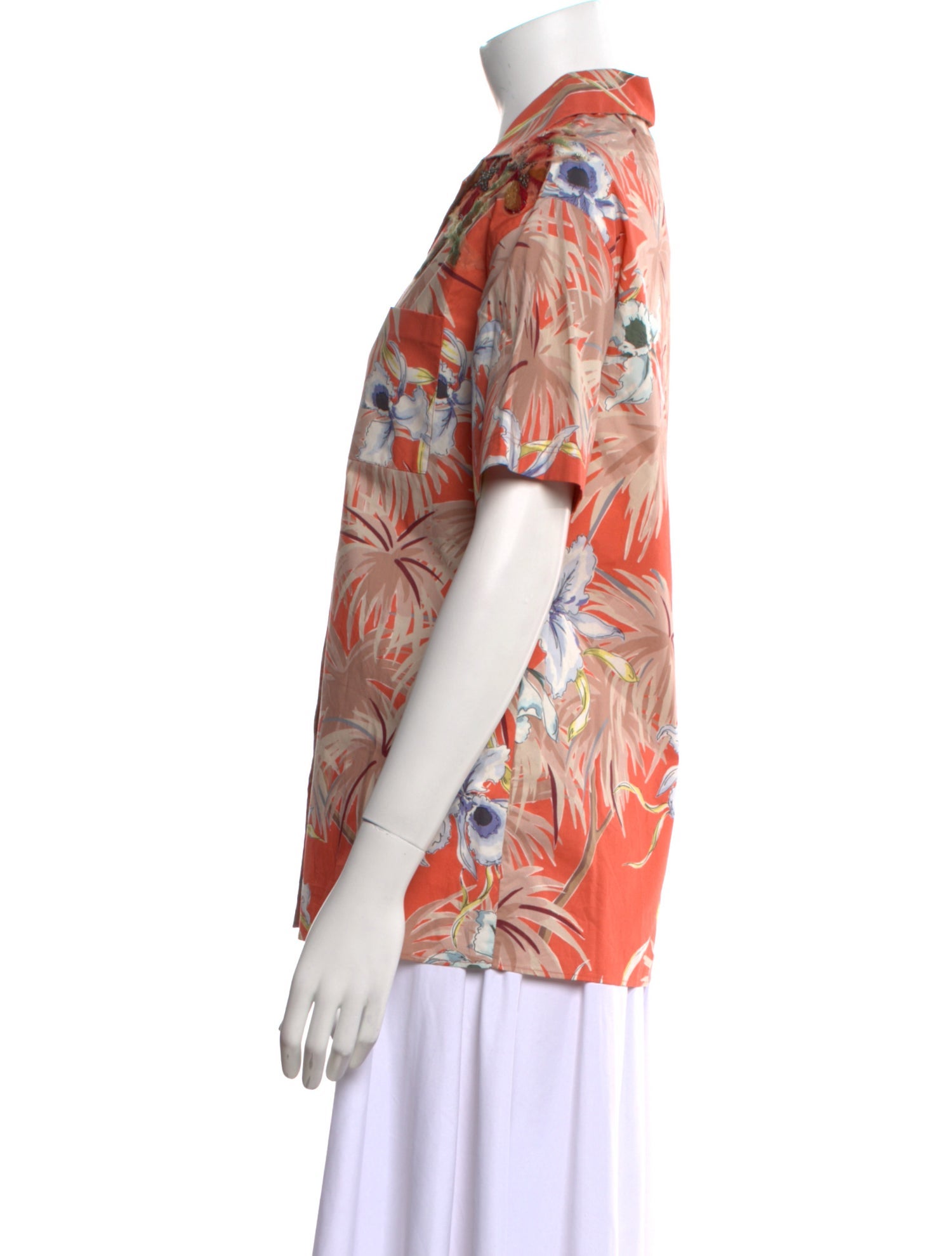 Valentino Floral Print V-Neck Button-Up Top w/ Tags