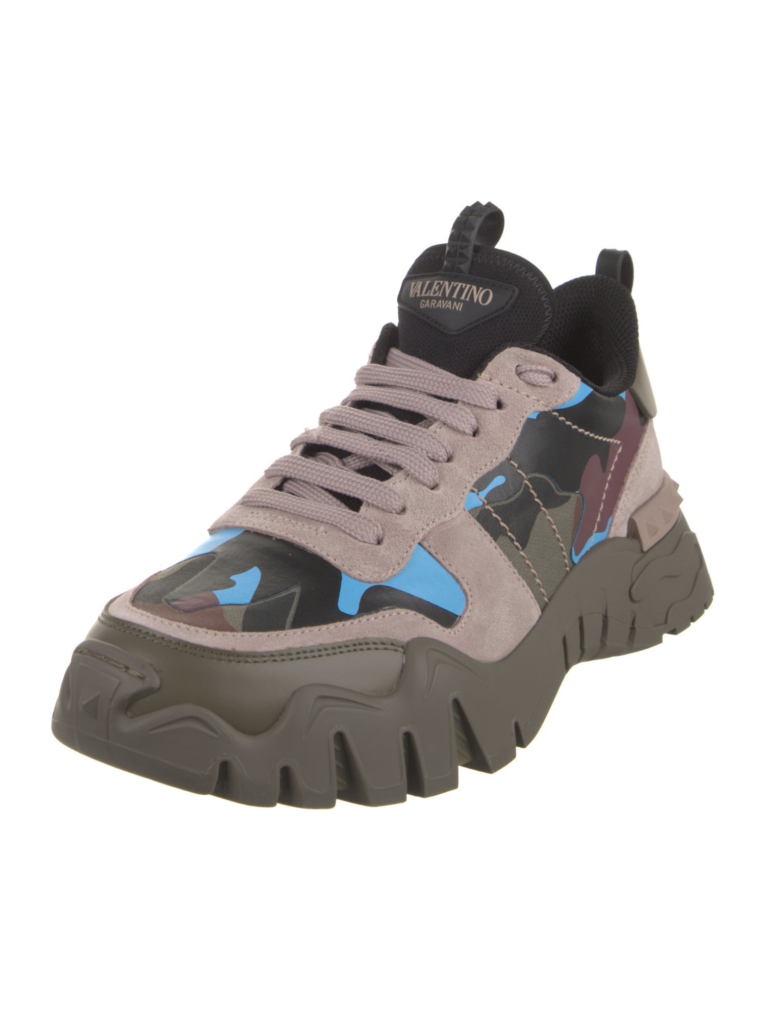 Valentino Suede Printed Athletic Sneakers