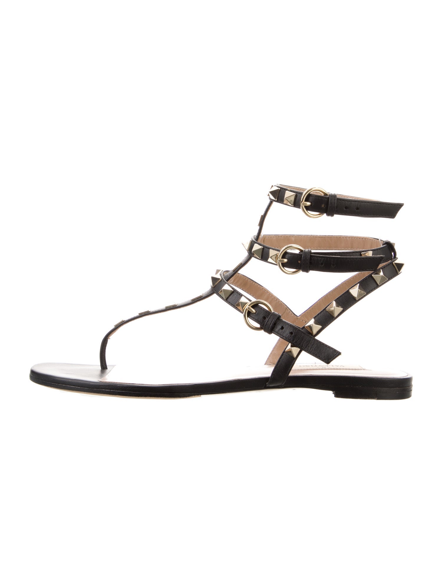 Valentino Rockstud Accents Leather Gladiator Sandals