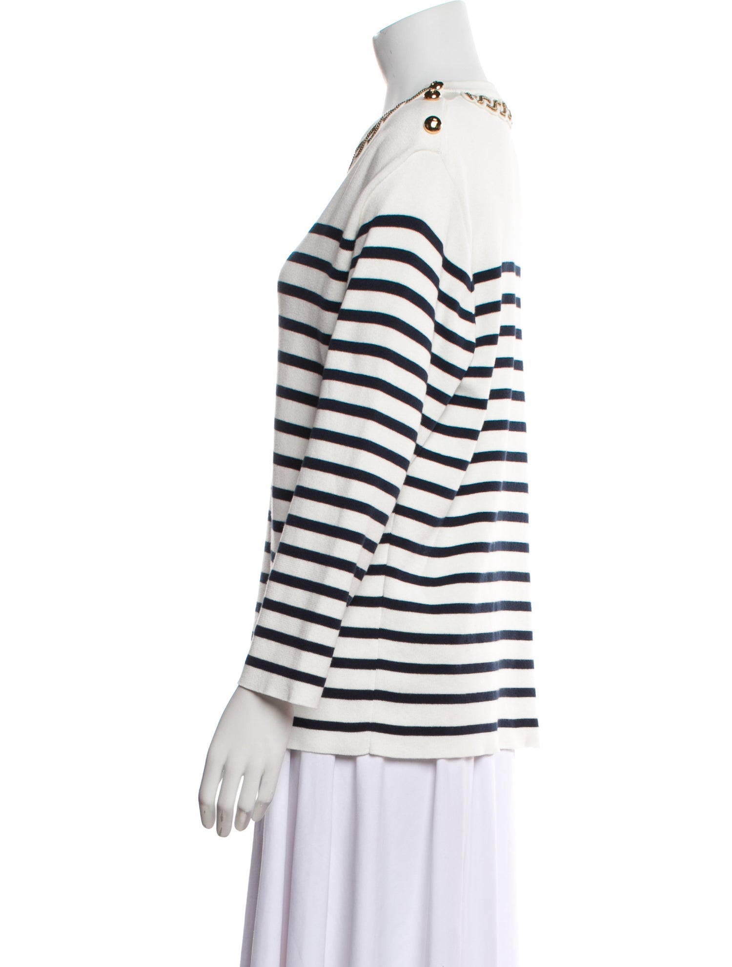Valentino Striped Bateau Neckline Sweater