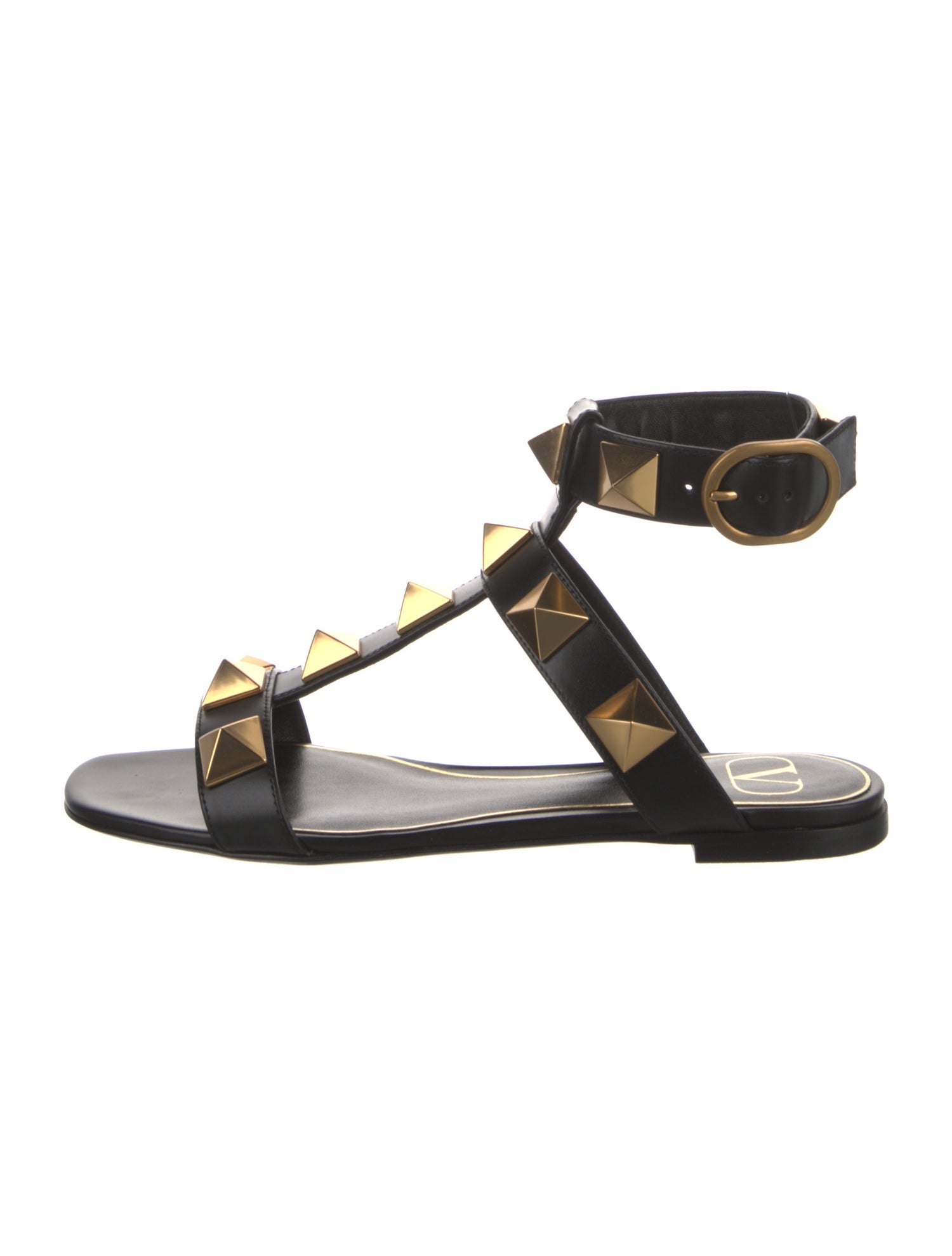 Valentino Rockstud Accents Leather Gladiator Sandals