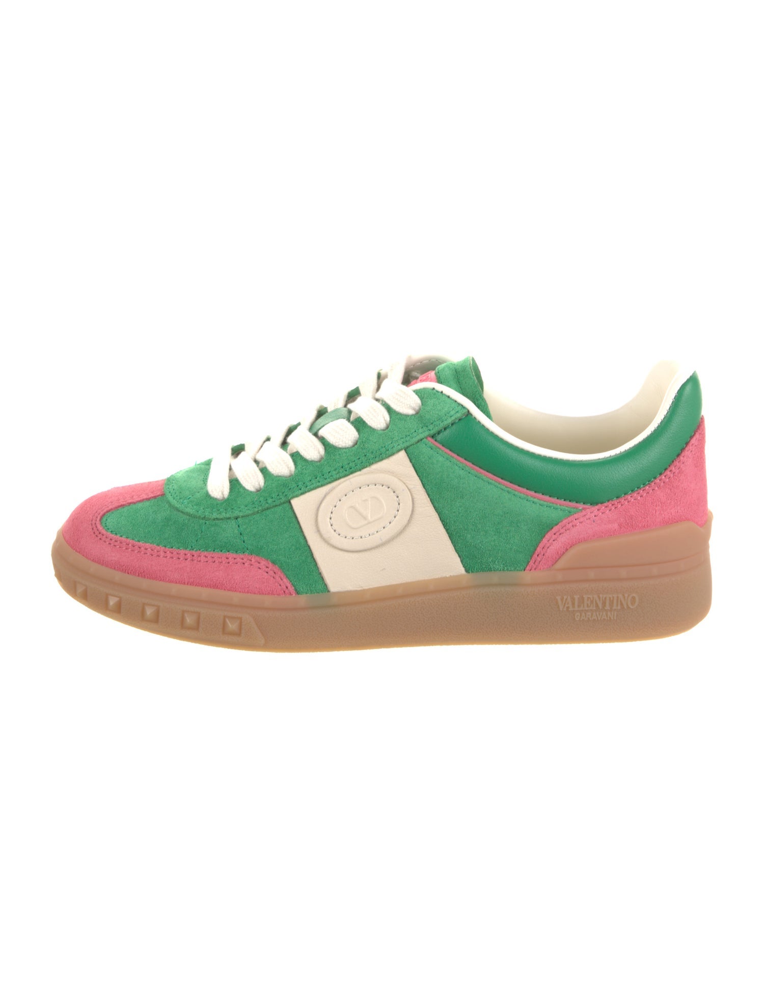 Valentino Suede Colorblock Pattern Sneakers