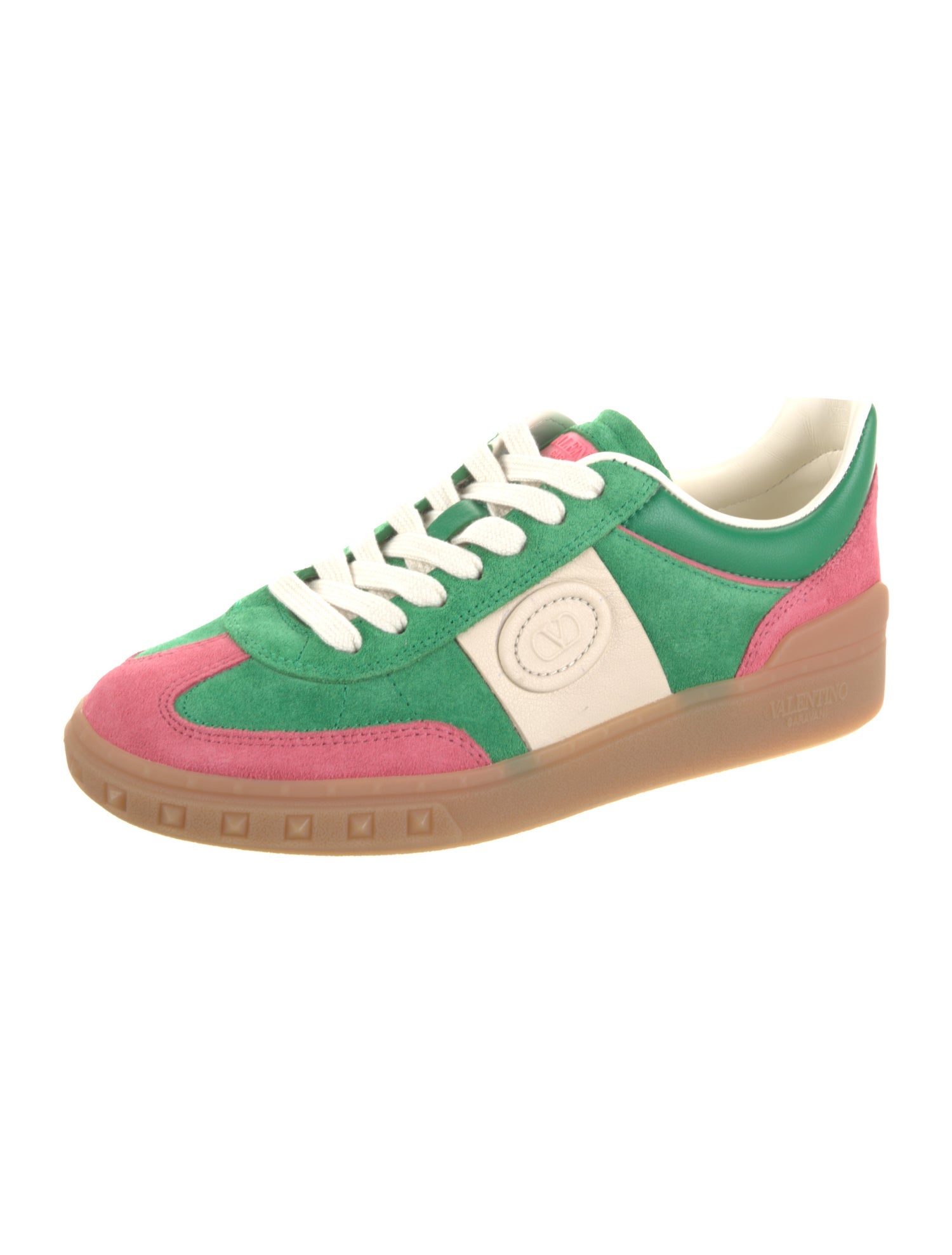 Valentino Suede Colorblock Pattern Sneakers