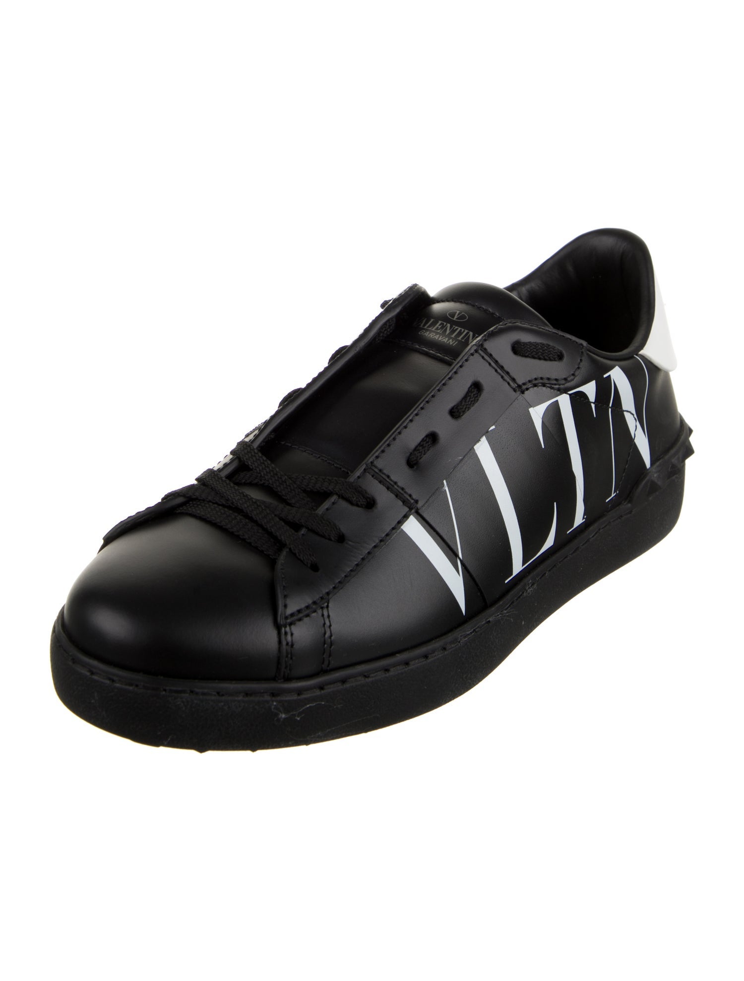 Valentino Leather Graphic Print Sneakers