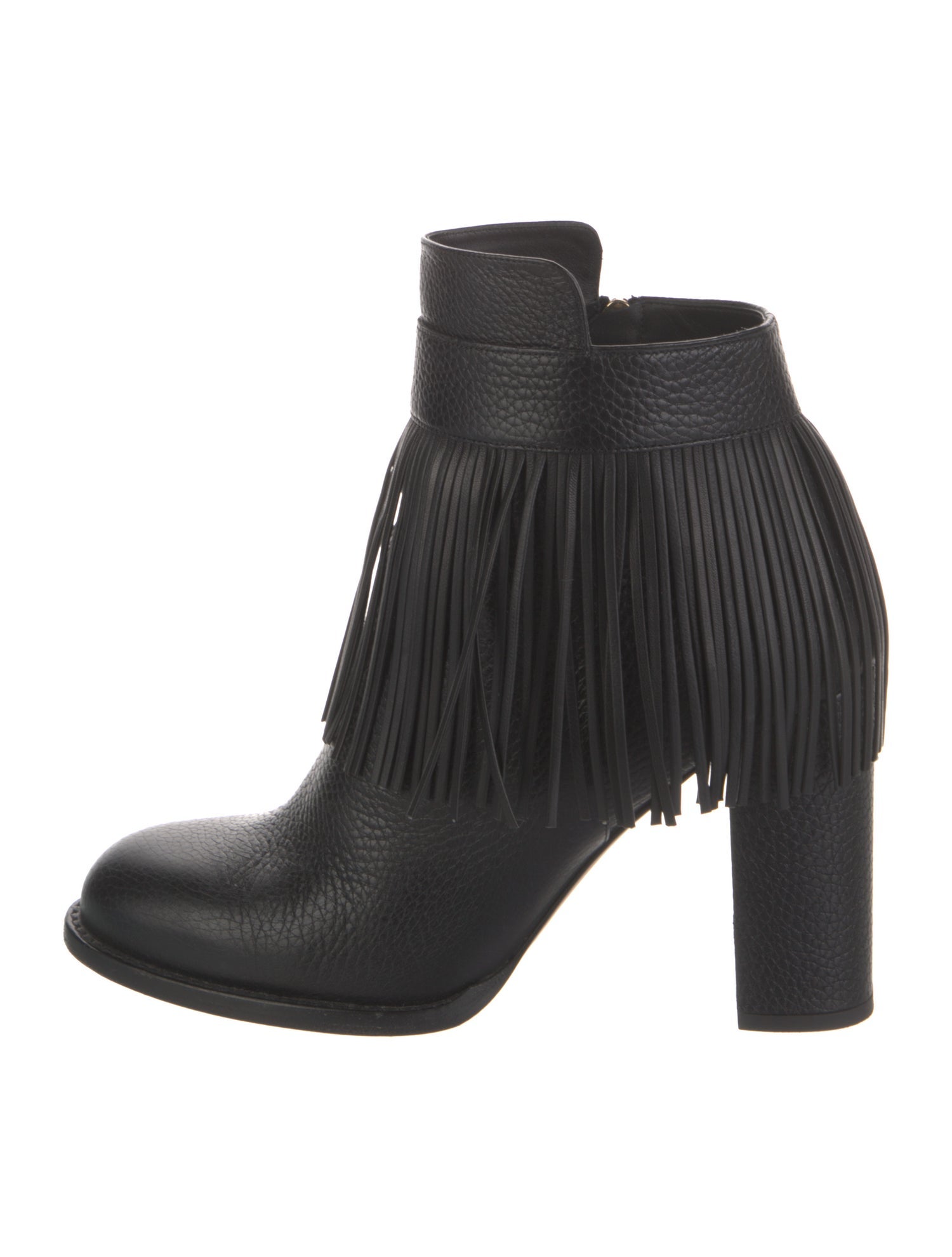 Valentino Leather Fringe Trim Accent Boots