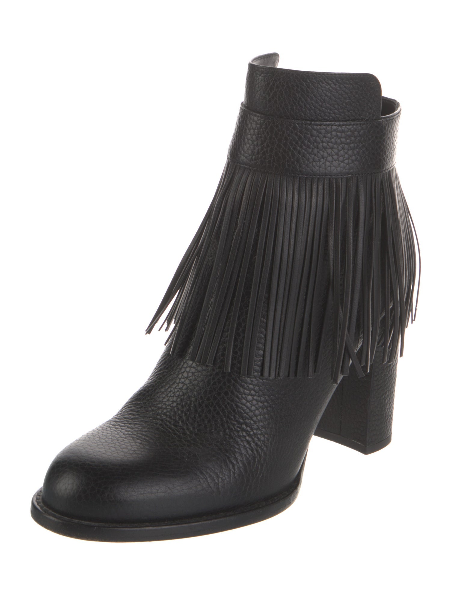 Valentino Leather Fringe Trim Accent Boots