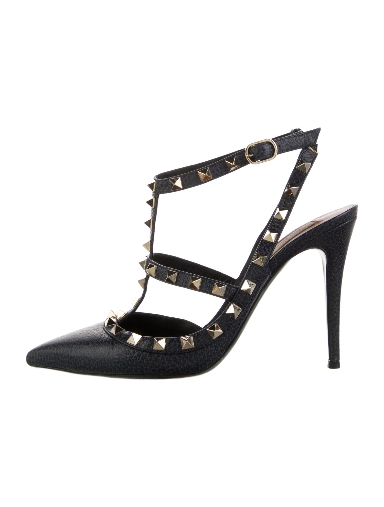 Valentino Rockstud Accents Leather T-Strap Pumps