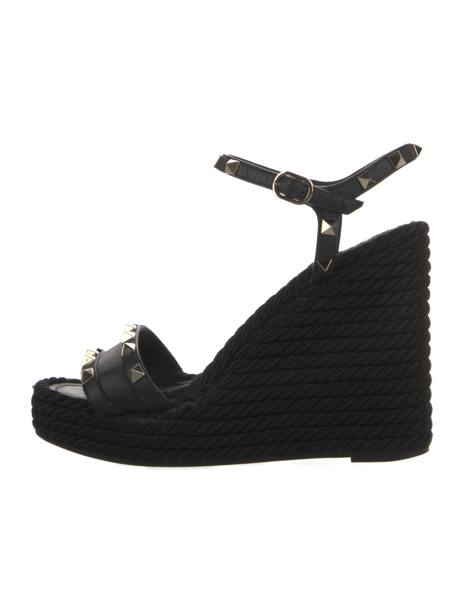 Valentino Rockstud Accents Leather Espadrilles