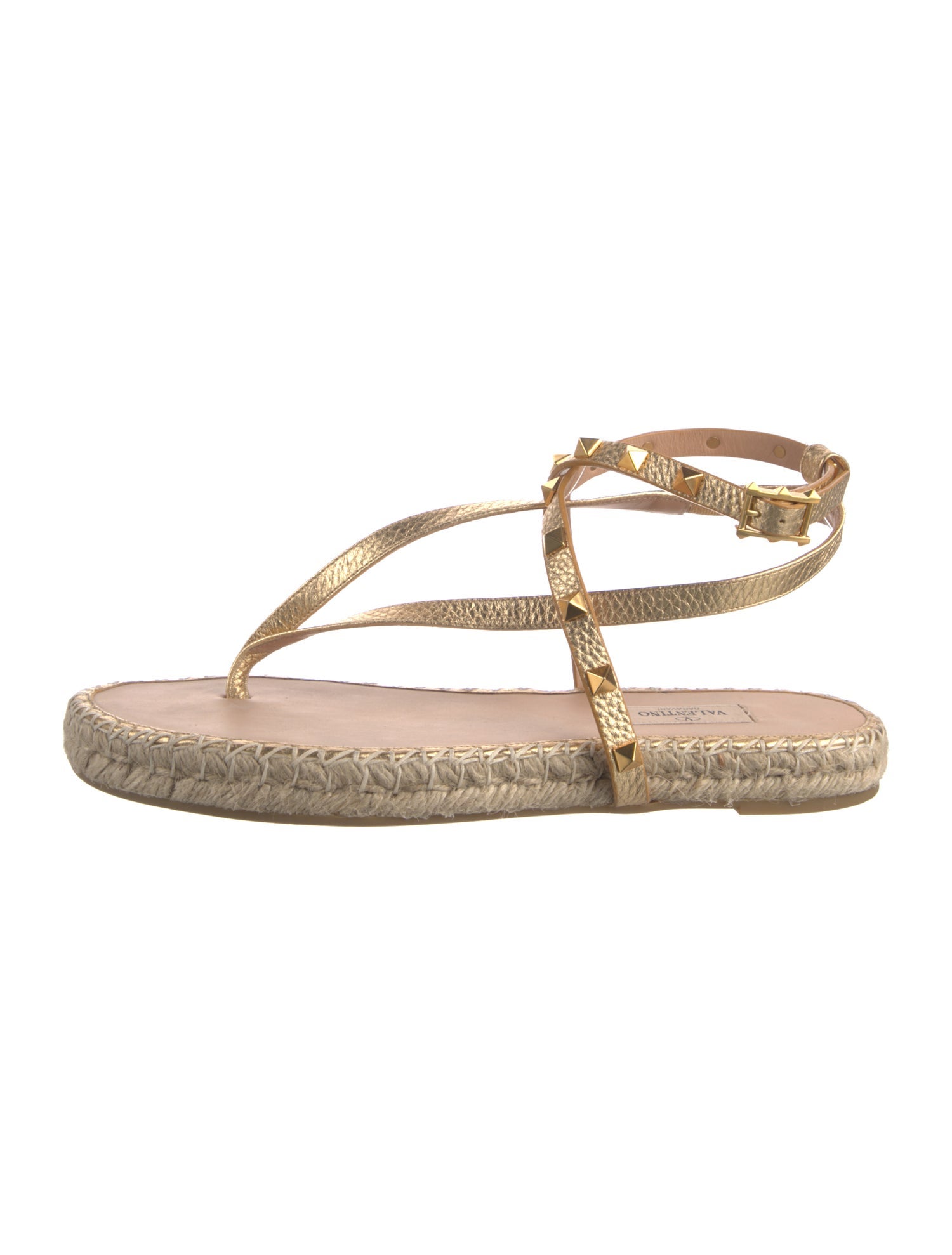 Valentino Rockstud Accents Leather Espadrilles