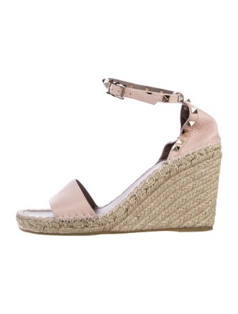 Valentino Leather Studded Accents Espadrilles