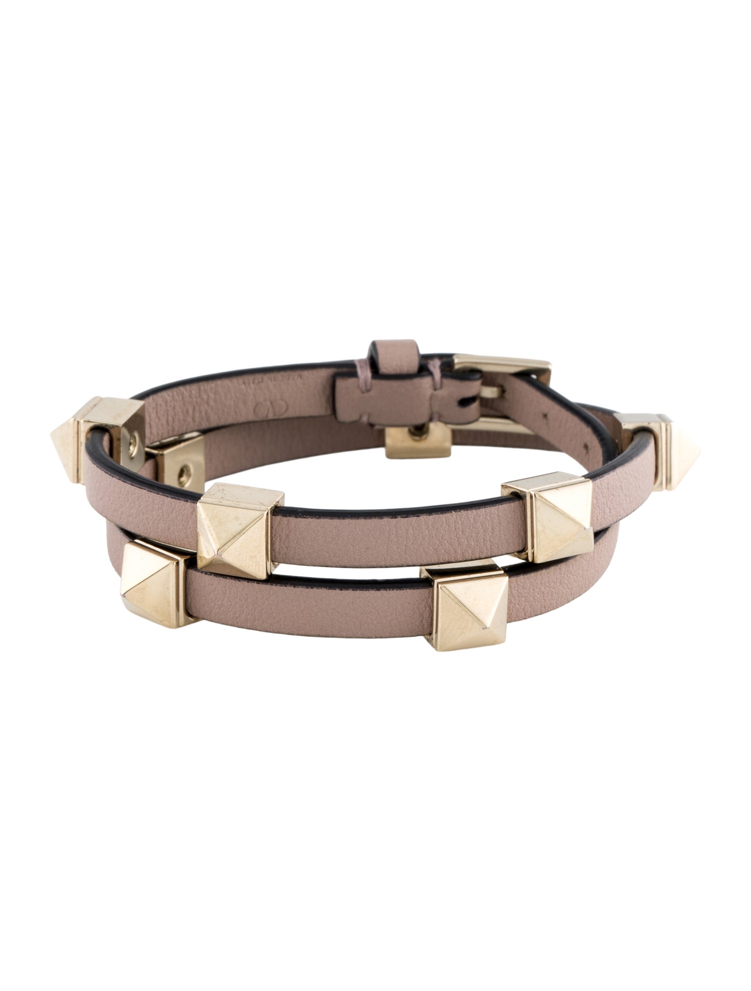 Valentino Leather Studded Double Wrap Bracelet