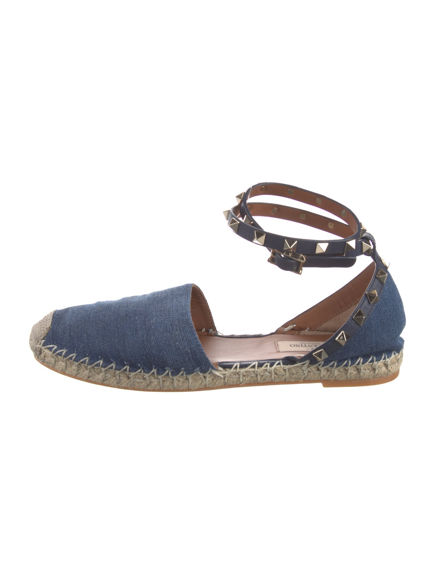 Valentino Rockstud Accents Denim Espadrilles