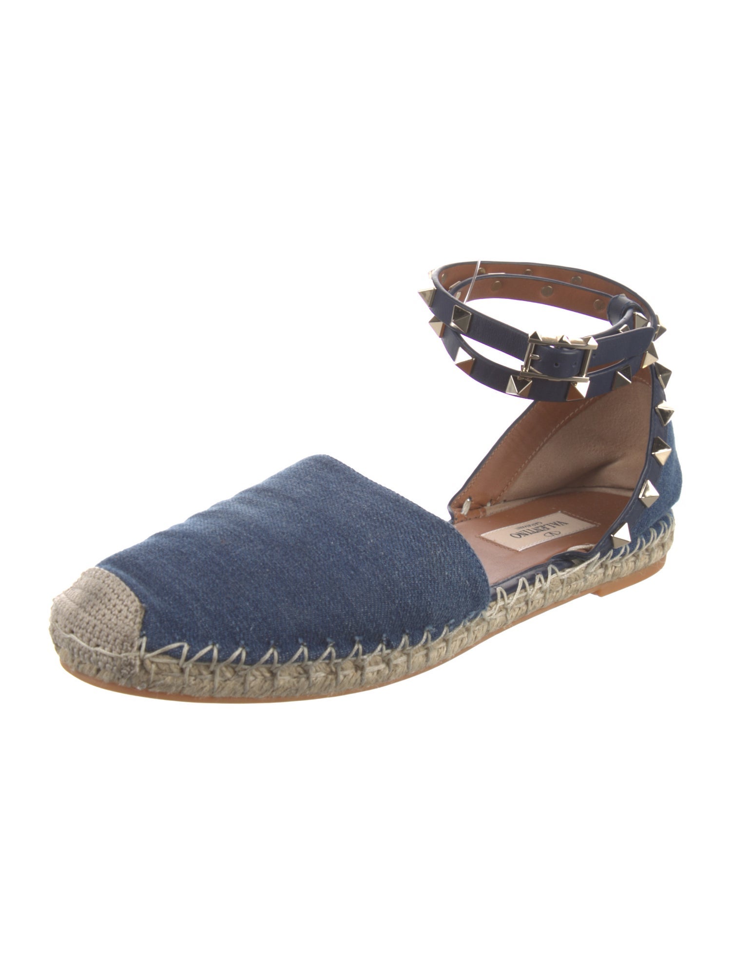 Valentino Rockstud Accents Denim Espadrilles