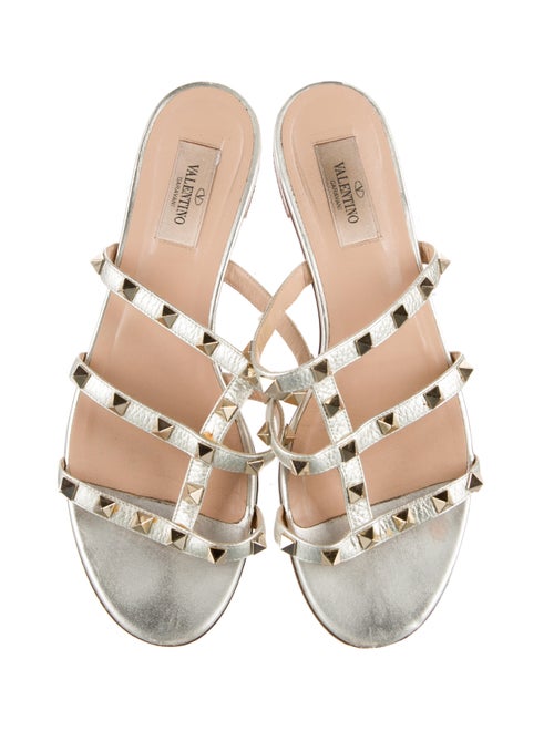 Valentino Rockstud Accents Leather Slides