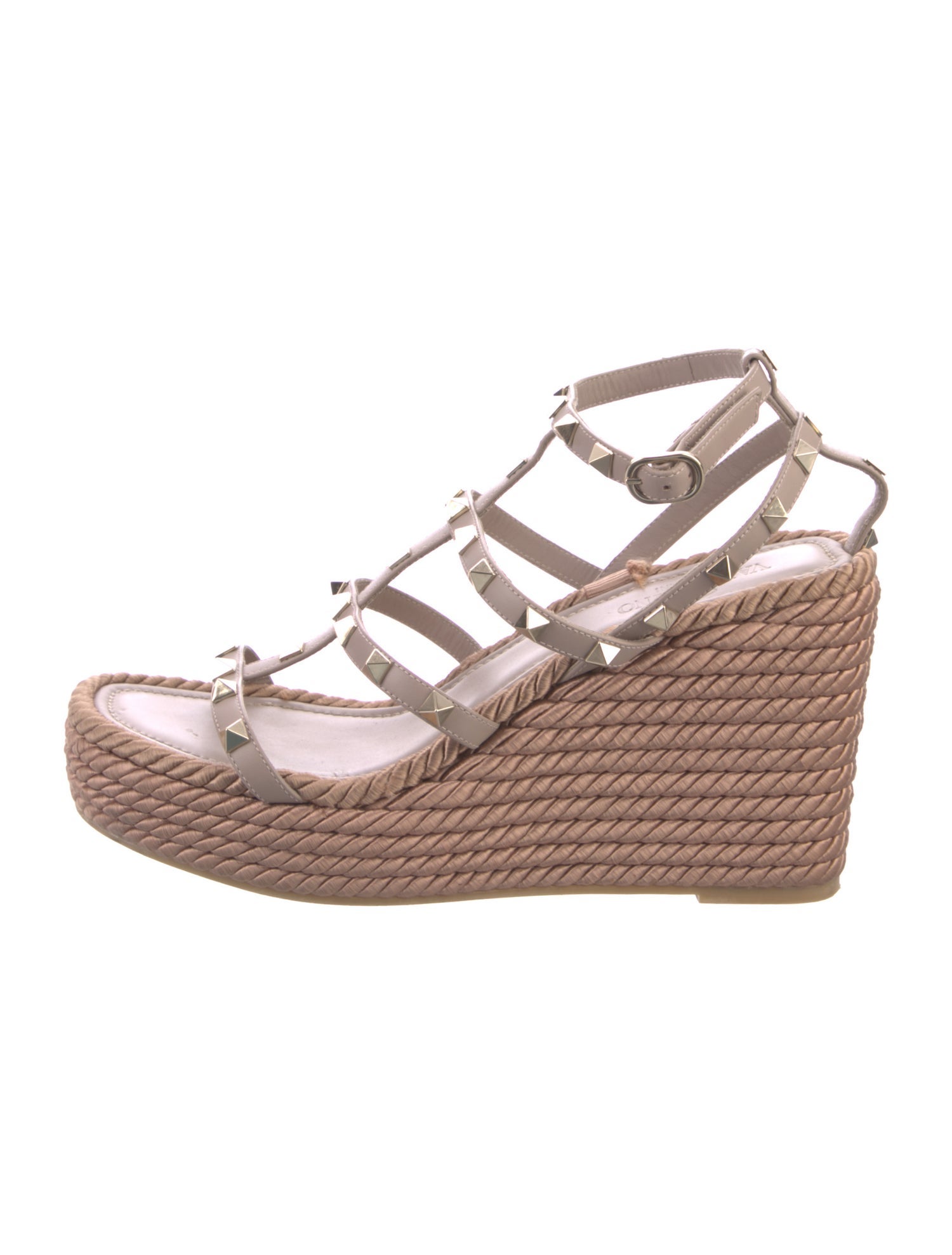 Valentino Rockstud Accents Leather Espadrilles