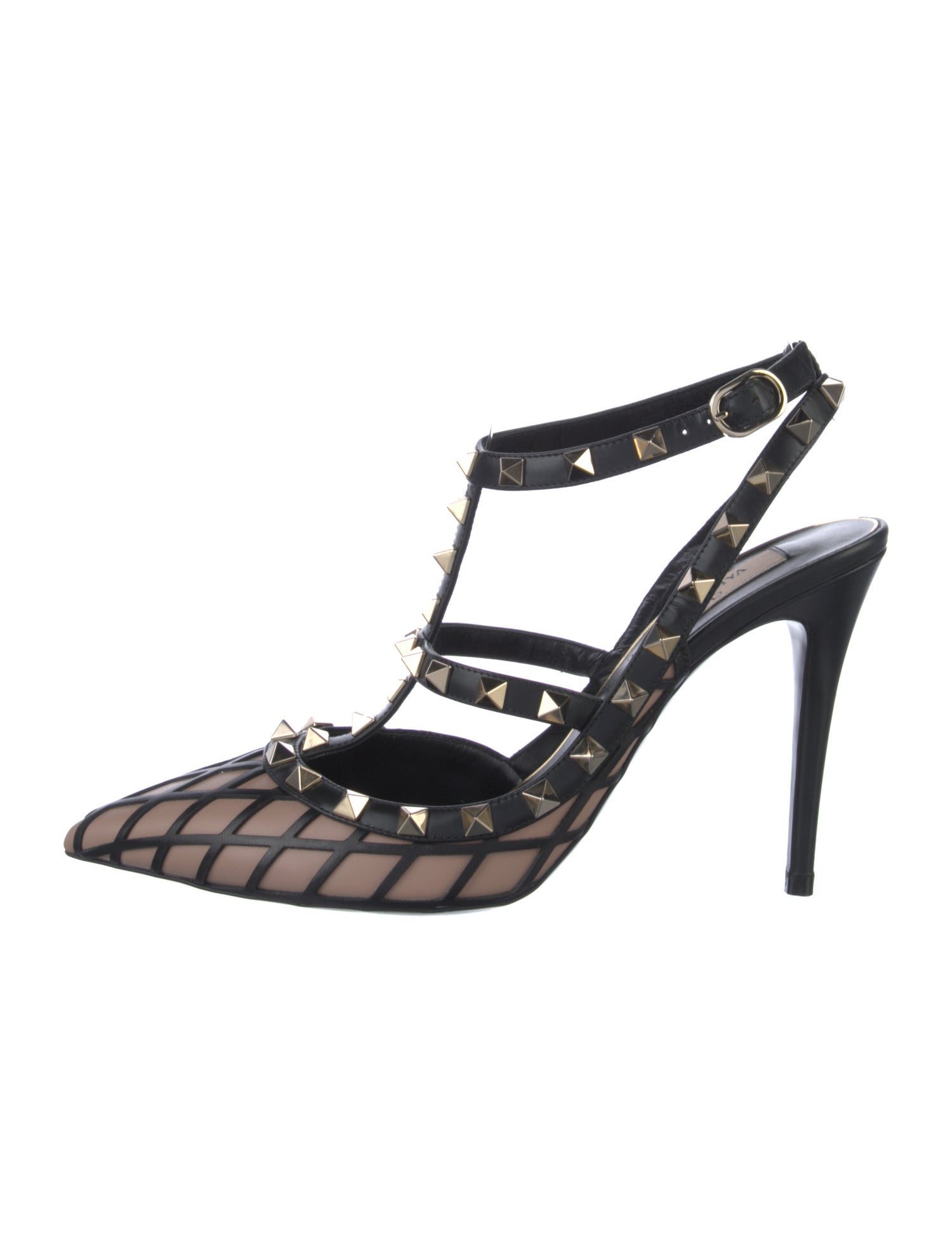 Valentino Rockstud Accents Leather T-Strap Pumps