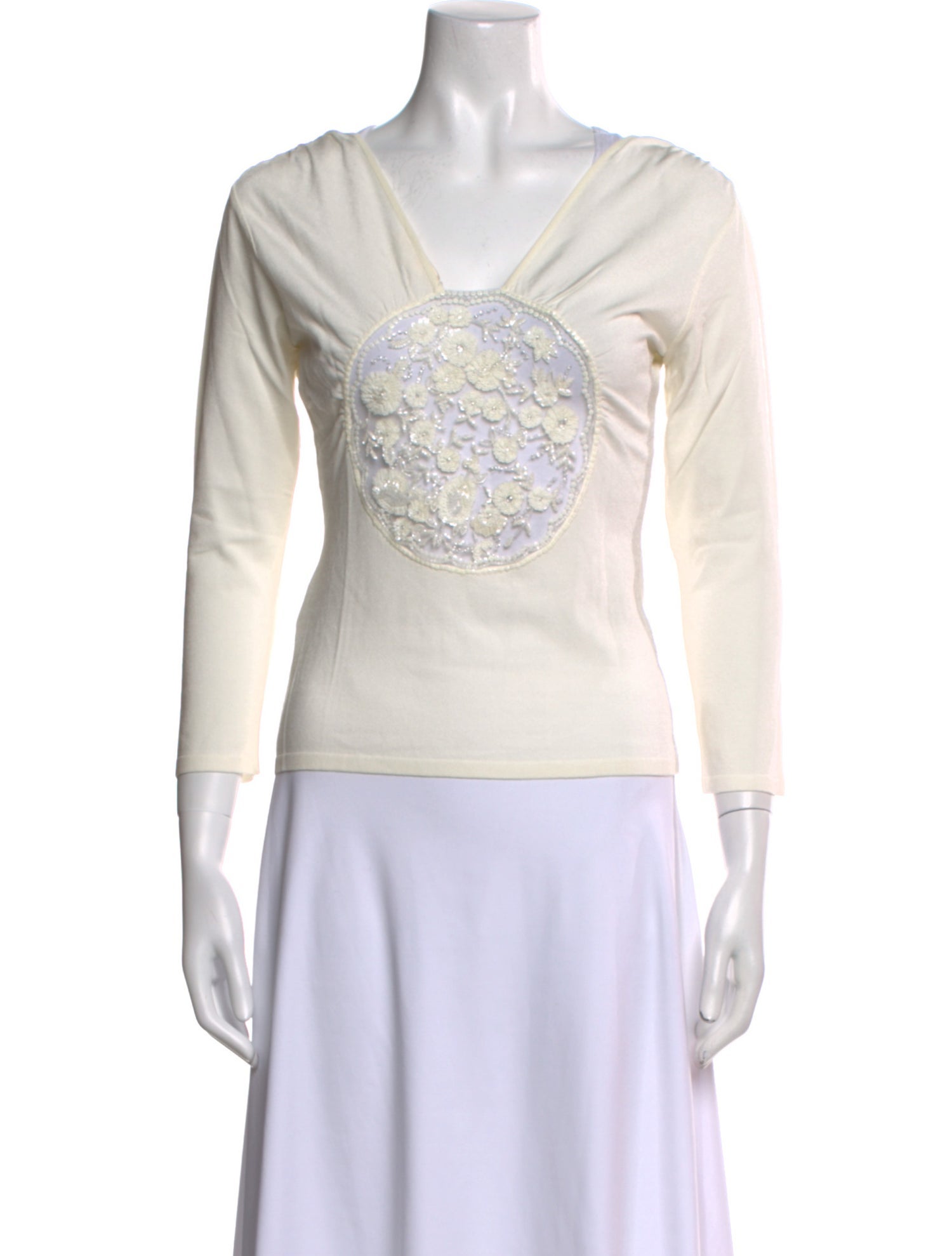 Valentino V-Neck Three-Quarter Sleeve Top