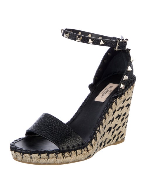 Valentino Rockstud Accents Leather Espadrilles