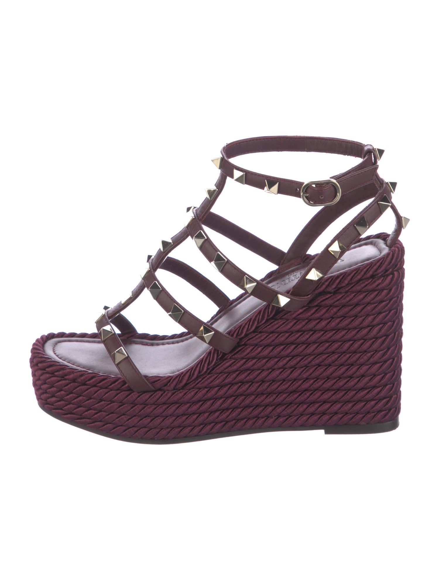 Valentino Rockstud Accents Leather Espadrilles