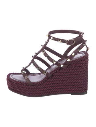 Valentino Rockstud Accents Leather Espadrilles