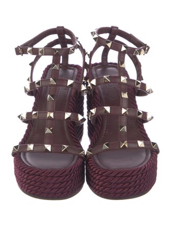 Valentino Rockstud Accents Leather Espadrilles
