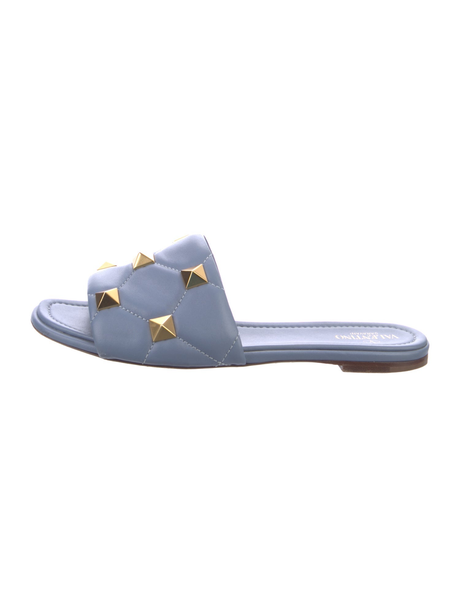 Valentino Rockstud Accents Leather Slides