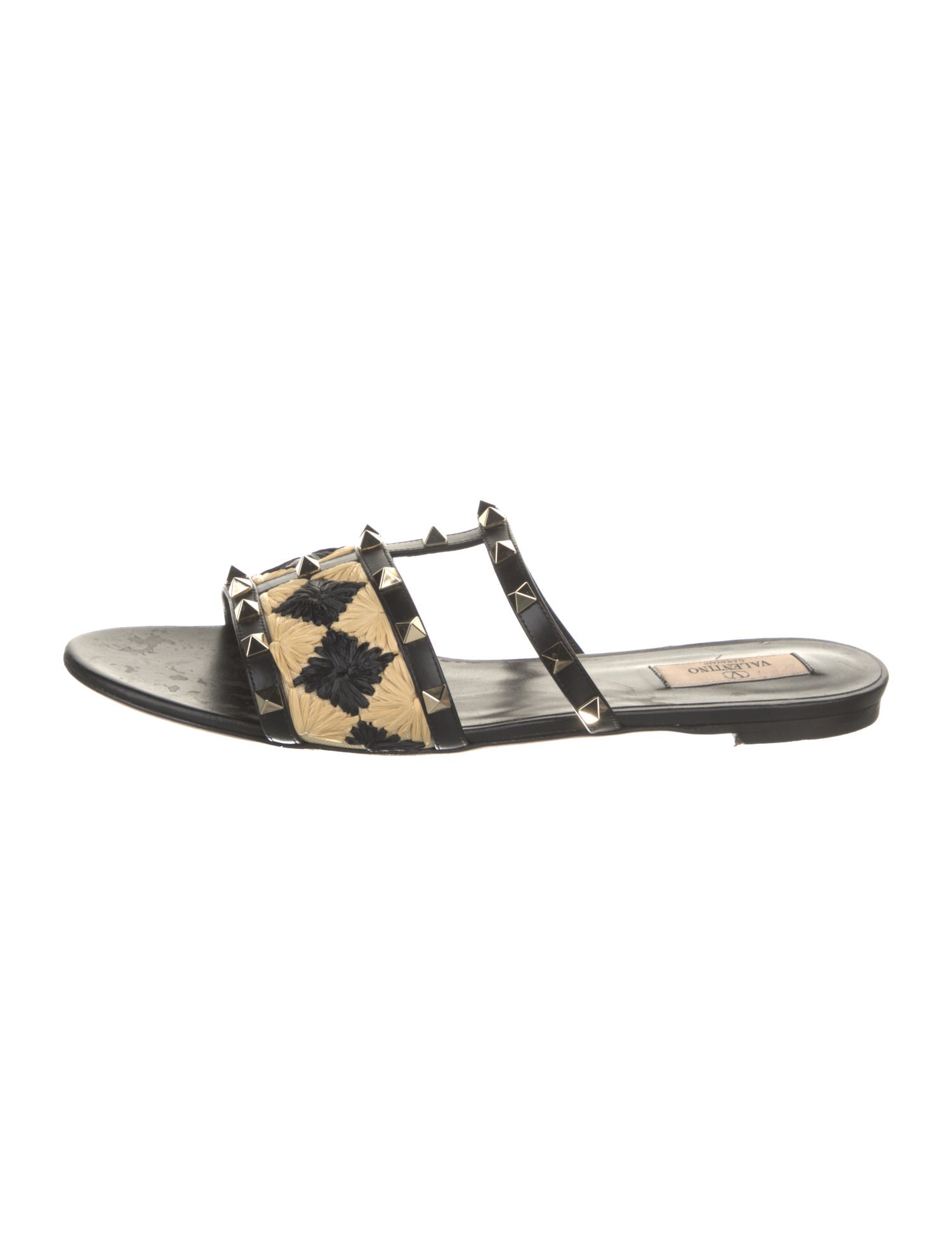Valentino Rockstud Accents Leather Slides