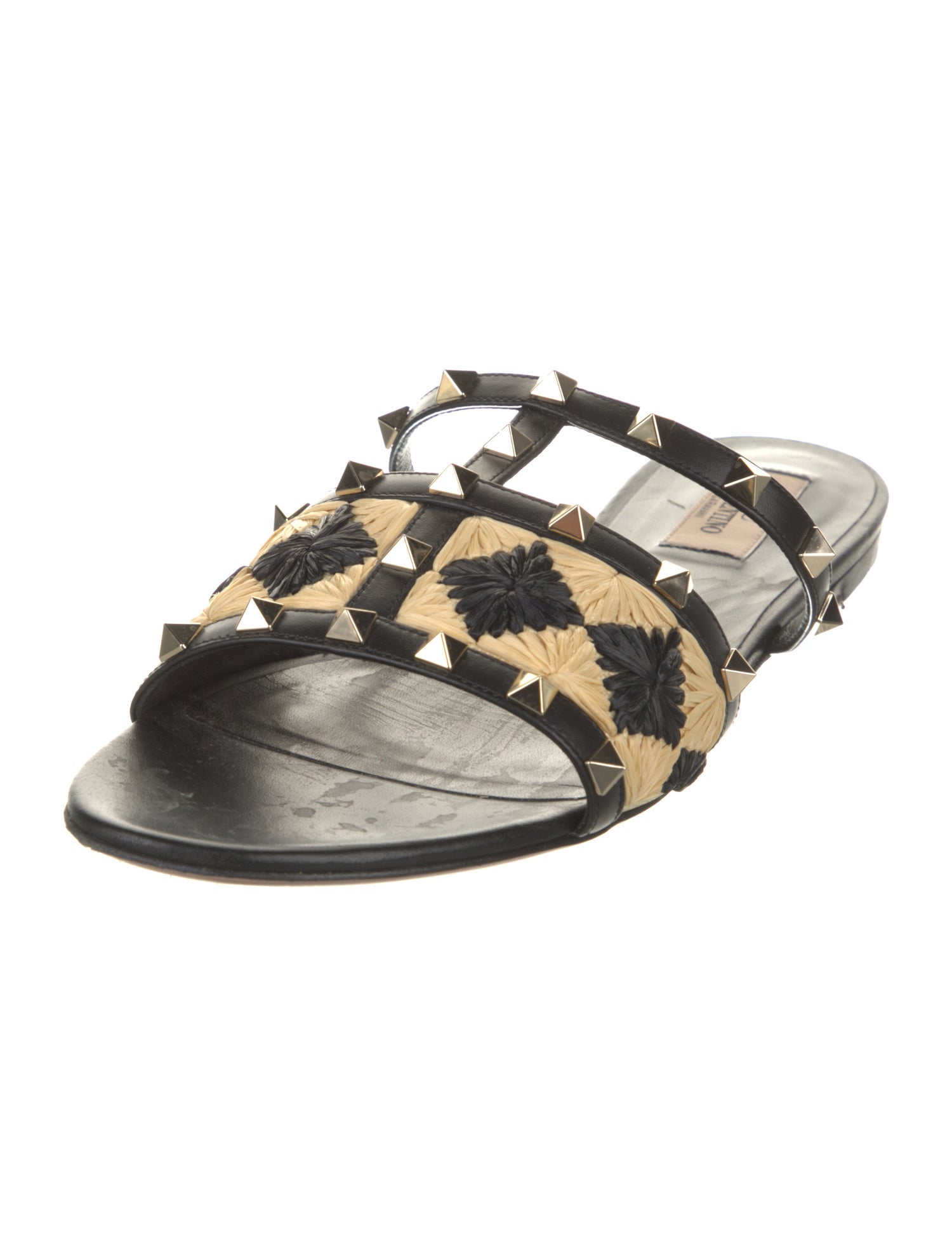 Valentino Rockstud Accents Leather Slides