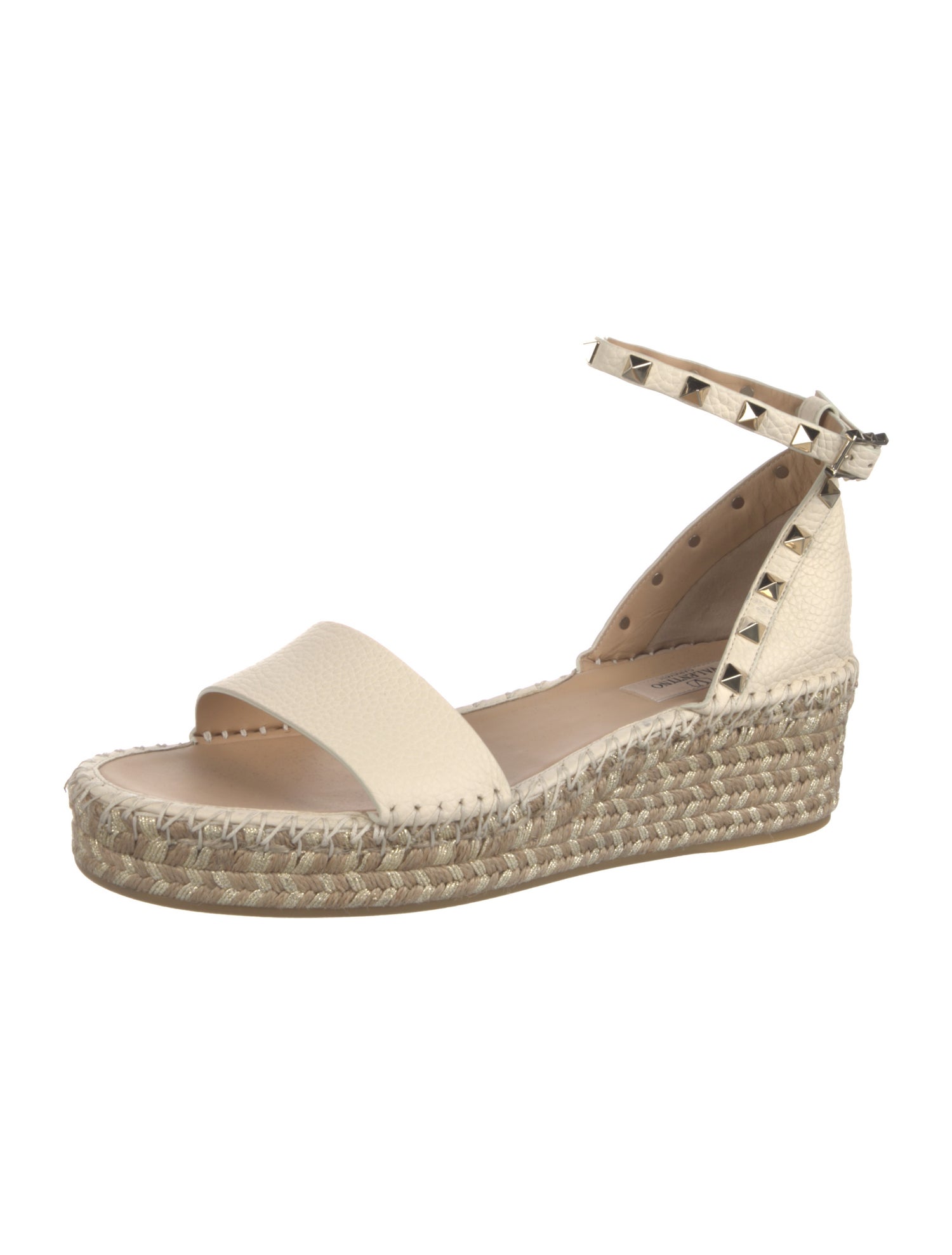 Valentino Rockstud Accents Leather Espadrilles